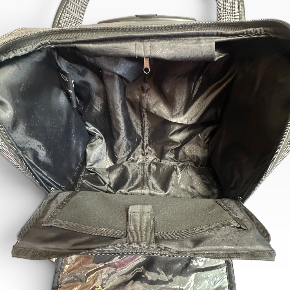 London Fog Devonshire 360UL Rolling Club Bag Unisex Carry On Grey Plaid CLEAN! - Picture 9 of 16